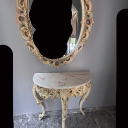 Italian Style Console With Matching Mirror 