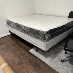 Queen Mattress Come With Rails Frame And Free Box Spring - Same Day Delivery 