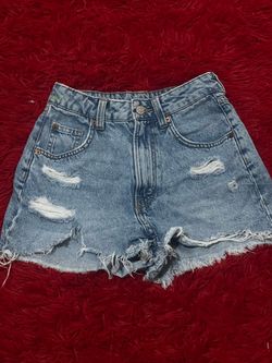 Distressed High-Waist Denim Cutoff Shorts