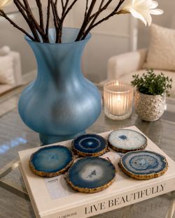 Blue Agate Coaster Set (Set of 6)