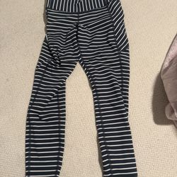 Womens Xsp Athleta Striped Navy Blue Leggings 
