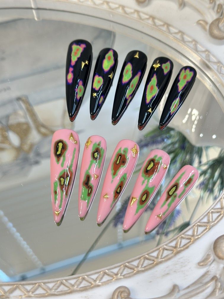 10 PCS AB Color Nails/Handmade Press On Nails/Cute Nails