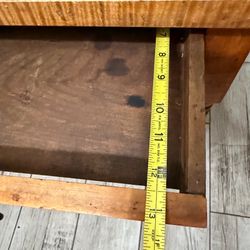 Antique Tiger Maple Side Table with Drawer