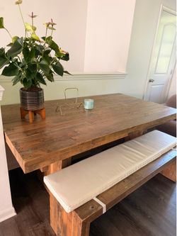 West Elm Solid Reclaimed Wood Dining Table Set + 1 Bench
