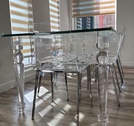 violet glass top dining table