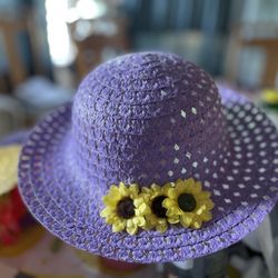 Purple And Yellow Sun Hat For Girls 
