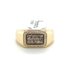 10kt Gold Mens Diamond Ring Champagne & White Diamonds 5.60grams Size 9 1/2 149460 1