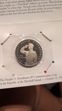 1990 "Dwight D Eisenhower" Marshall Islands $5 Commemorative coin collector
