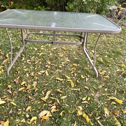 Outdoor patio table, furniture with glass top rectangular
