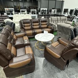 Premium Recliner 3Pcs living Room Set / Juego de sala de estar reclinable premium de 3 piezas