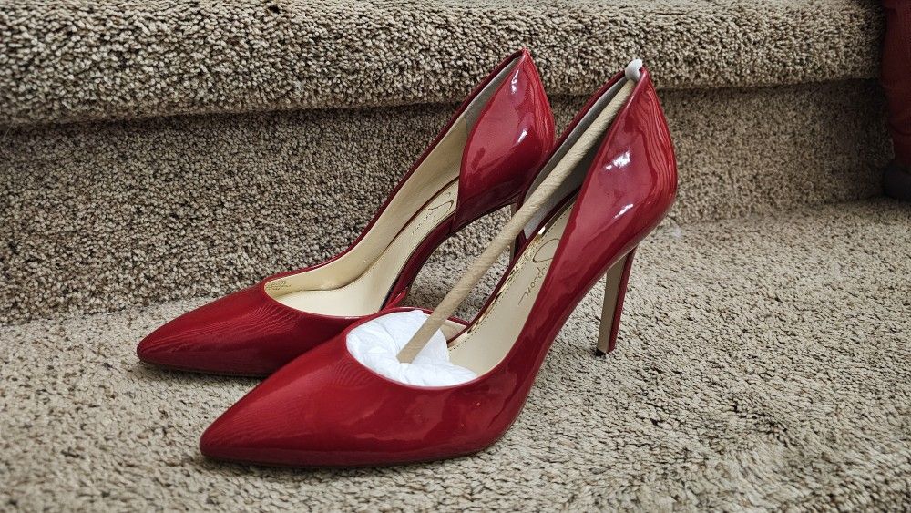Jessica Simpson Candy Apple Red Heels Size 8.5 Originally 85$ 