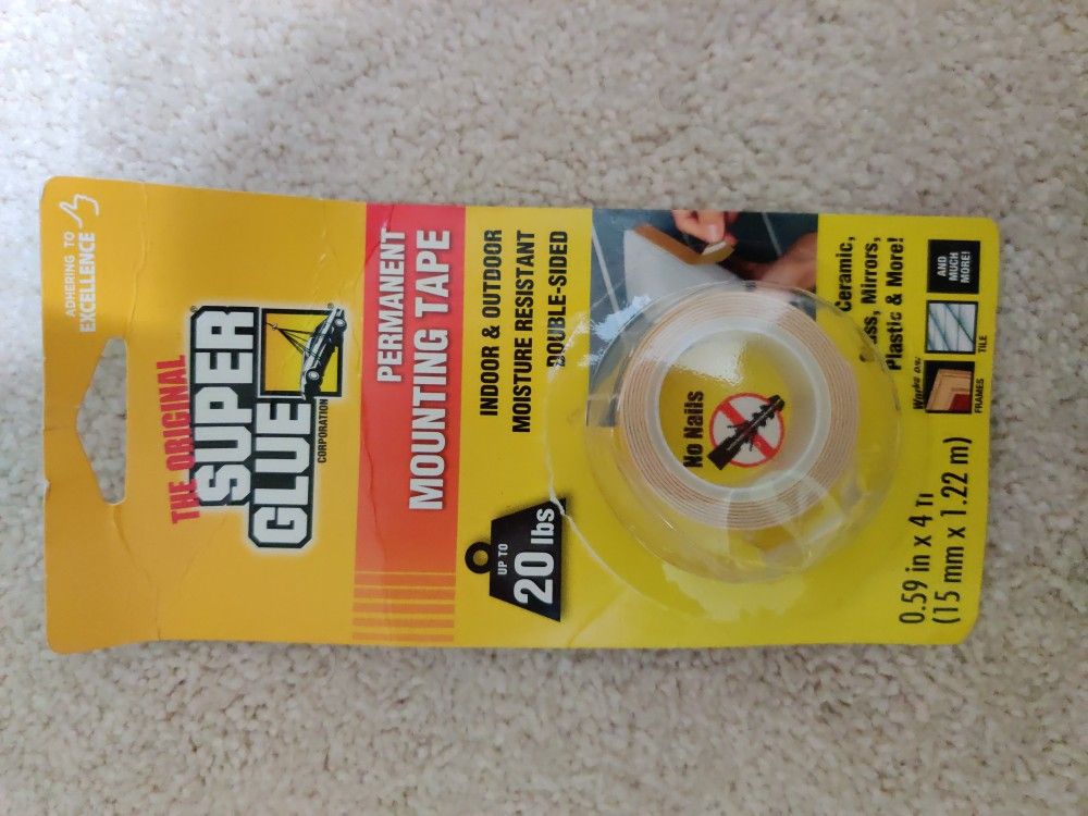 Super Glue Permanent Mounting Tape - Double Sided - Holds 20 lbs! - Used