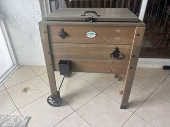 Wood Rolling Cooler With Bottle Opener