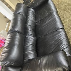 2 Leather Sofa N One Chair