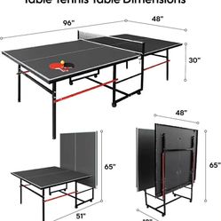 Ping Pong Table for Indoor/Outdoor, 8X4FT Foldable Mid-Size Table Tennis Table with Net, 2 Table Tennis Paddles(missing 3 balls)