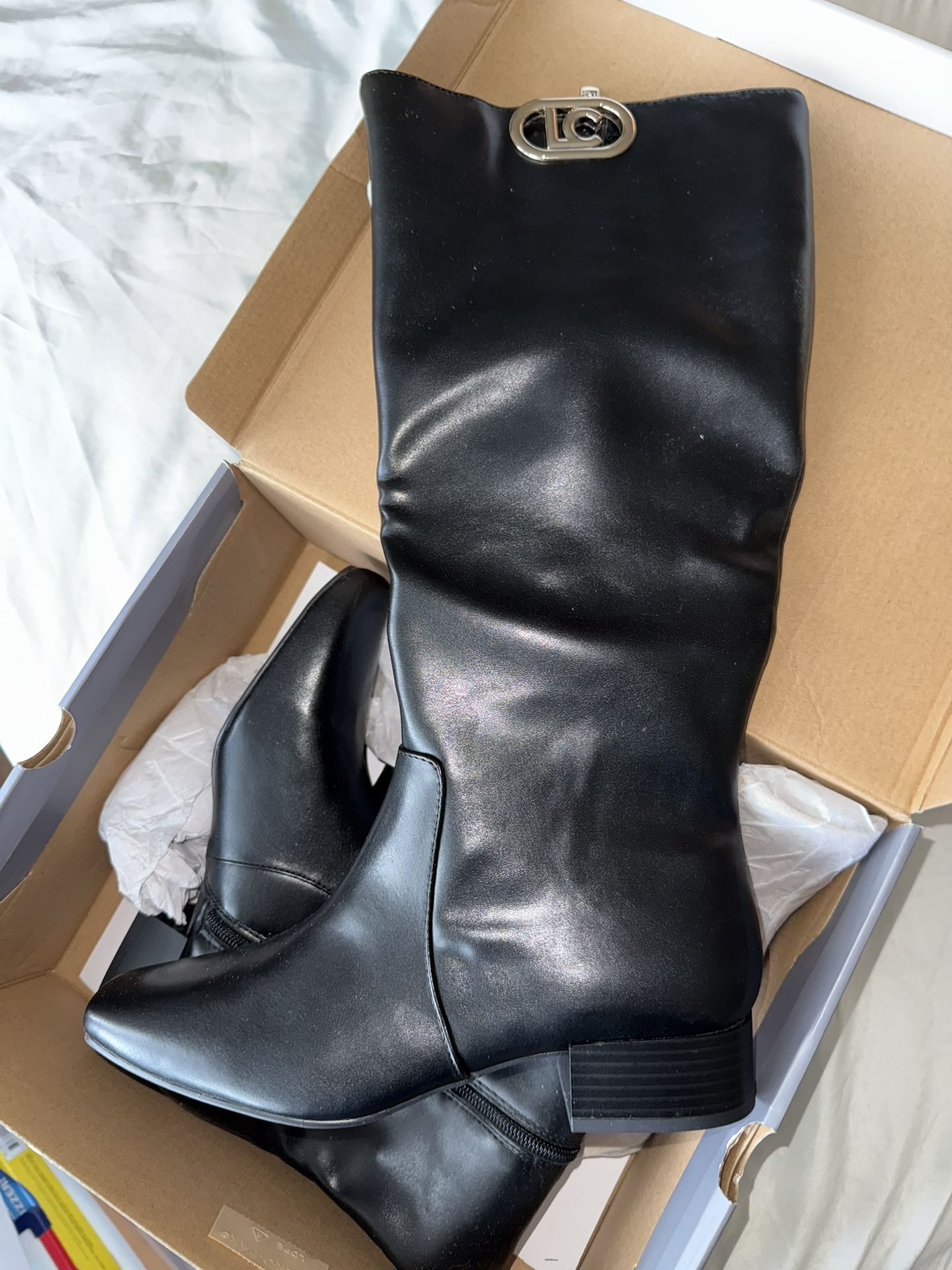 Liz Claiborne Womens Deering Stacked Heel Riding Boots