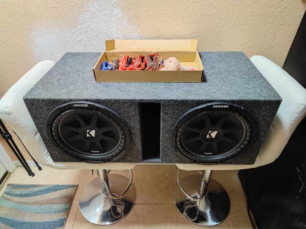 2 x 12" Kicker Comp Subwoofer, Ported Box, Orion Amplifier, And New Amp Wiring Kit