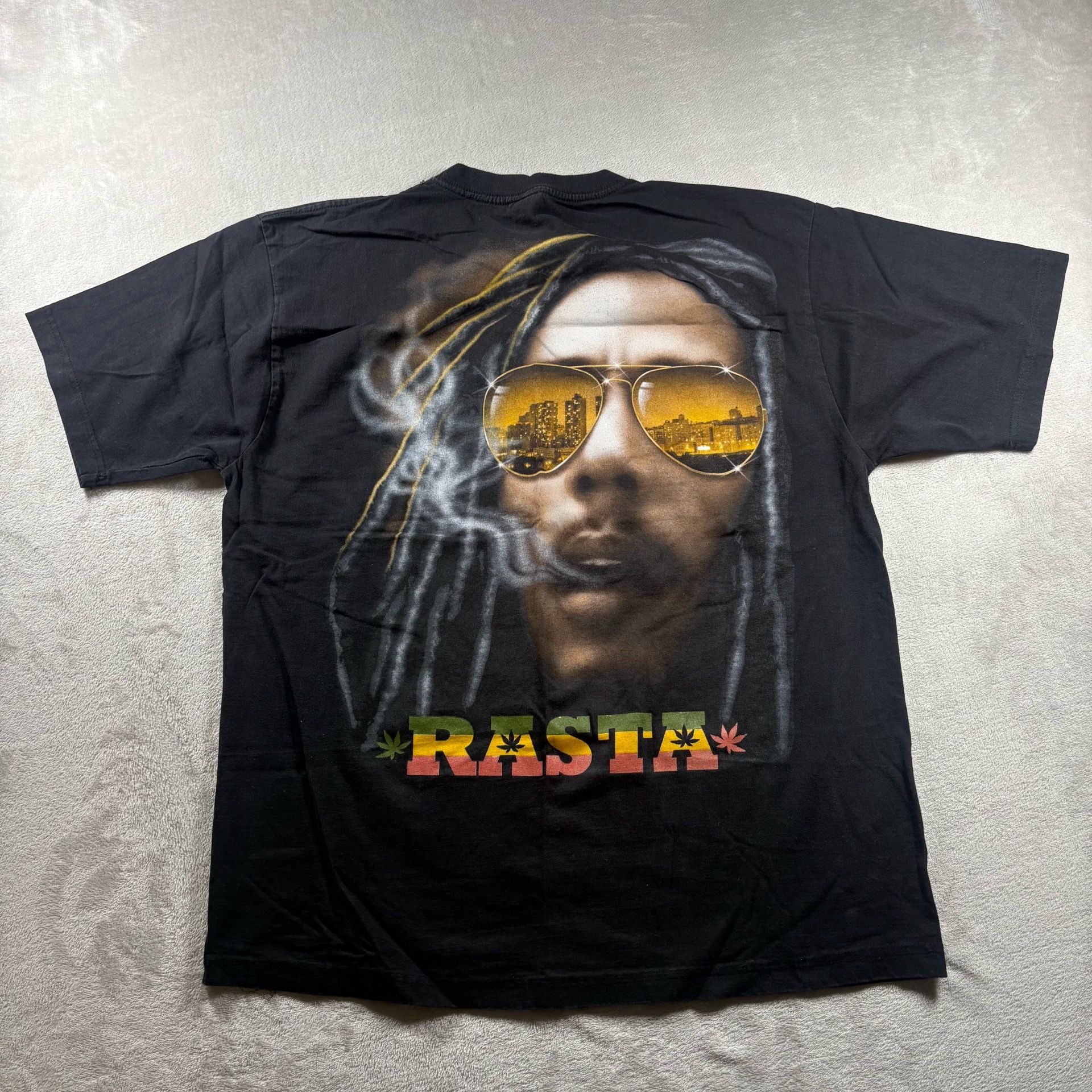Vintage Bob Marley Shirt Men’s XL Black 90s Smoke Herb Zion Rap Tee 2001#5A