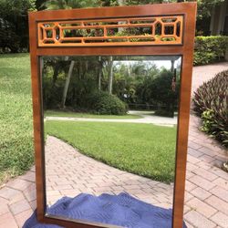 Mid Century Modern 1950’s Fruitwood Wall Mirror 