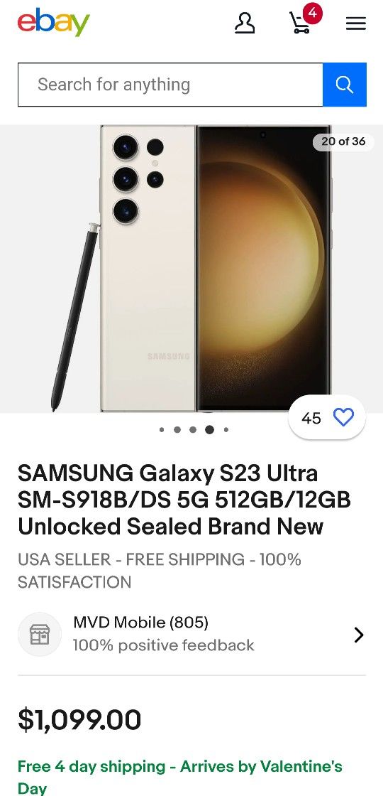 SAMSUNG Galaxy S23 Ultra SM-S918B/DS 5G 512GB/12GB Unlocked Sealed Brand New