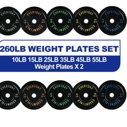 BalanceFrom Olympic Bumper Plate Weight Plate with Steel Hub, Black, 260 lbs Set