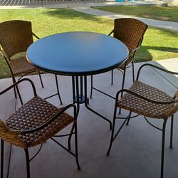 Crate & Barrel Woven Rattan Counter Bar, stool