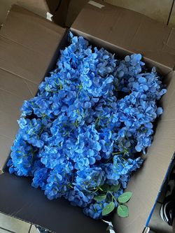 Bulk Artificial Blue Hydrangea Flower Heads