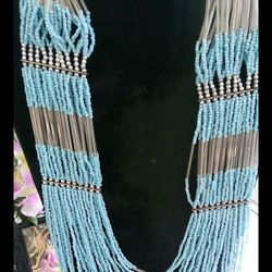 Turquoise Draped Beaded Necklace