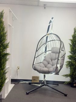 New Swing Hanging Birdcage Egg Chair with Stand Indoor Outdoor 350lbs Capacity