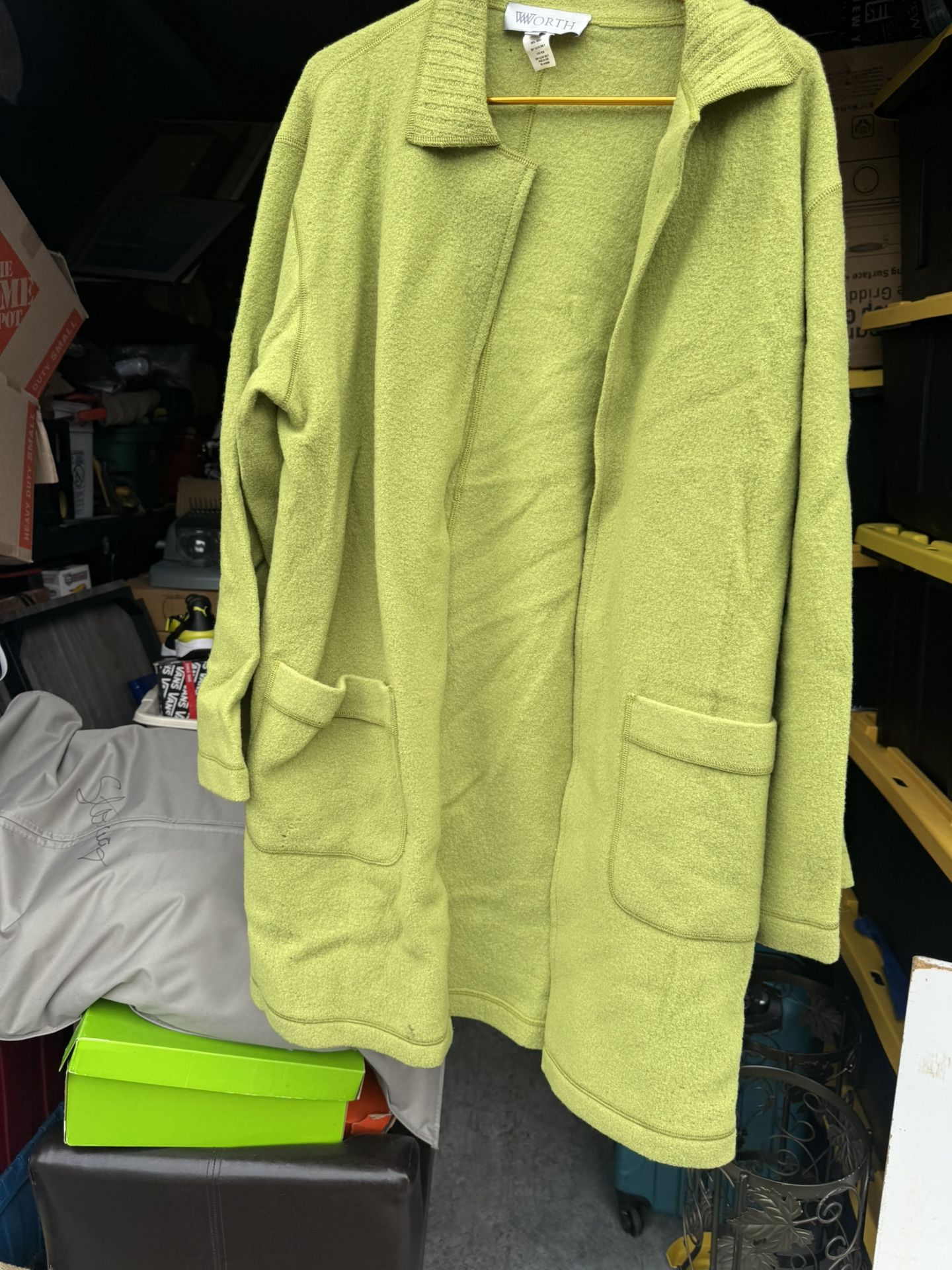 Long Line Shacket 1980’s, W Worth 100% Wool Size Large Lime