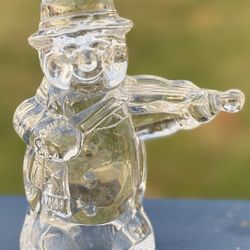 MIKASA Full Lead Crystal Snowman Frosty's Choir Figurine With Violin Germany