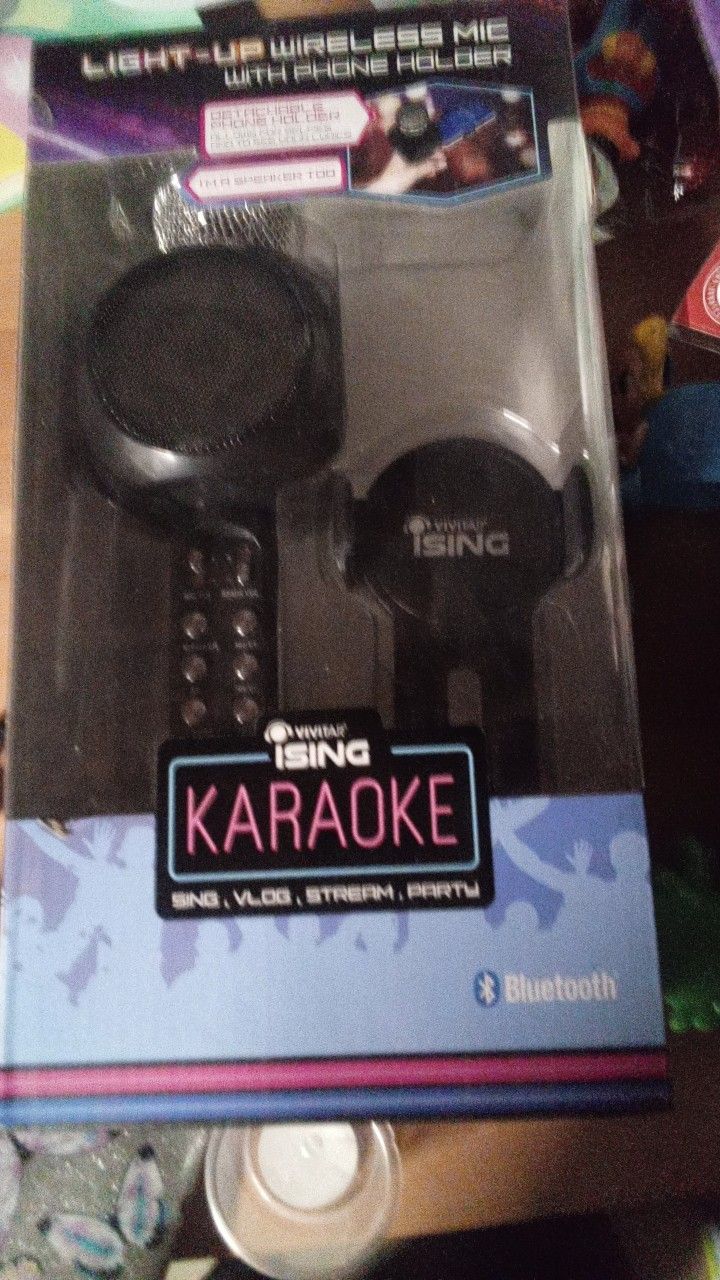 Light Up Wireless Mic With Holder Karaoke