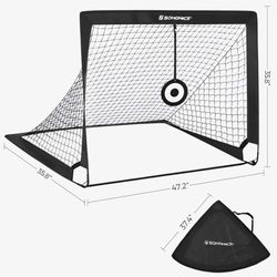 Portable Soccer Goal, Folding Soccer Net with Target and Training Cones, Black