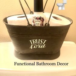 Bathroom Decor -  TRUST IN THE LORD - RUSTIC STORAGE DECORATIVE CONTAINER 