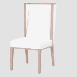 Respite Wingback Dining Chair- White Upholstered Pine Wood by Luxe Decor