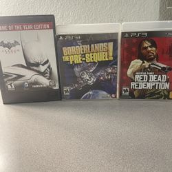 PS3 Action Adventure Bundle (Red Dead Redemption, Batman Arkham City, Borderlands Pre-Sequel)