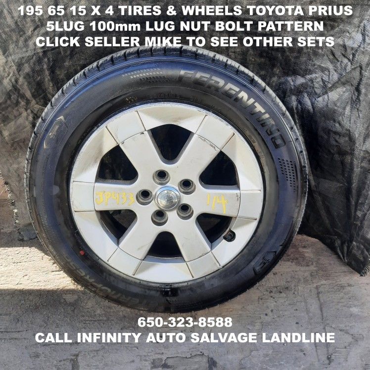 195 65 15 X 4 Tires & Wheels Off Toyota Prius With 5lug 100mm Lug Nut Bolt Pattern.