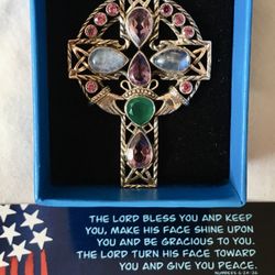NICKY BUTLER PINK & GREEN QUARTZ Genuine MULTIGEMSTONES Sterling Silver CROSS NECKLACE ** PENDANT Only ** Beautiful EASTER Gift ‼️ Price Is FIRM ‼️