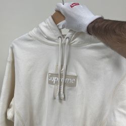 Supreme Cross Box Logo Hoodie 'tonal white' 