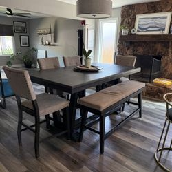Tall Dining Table With 4 Chairs And Bench 