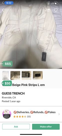 Guess Trench pink trim beige /off white