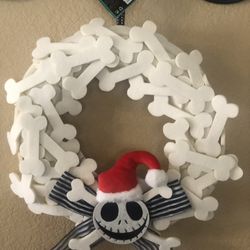 Disney Jack Skellington Holiday Wreath Bone The Nightmare Before Christmas NEW