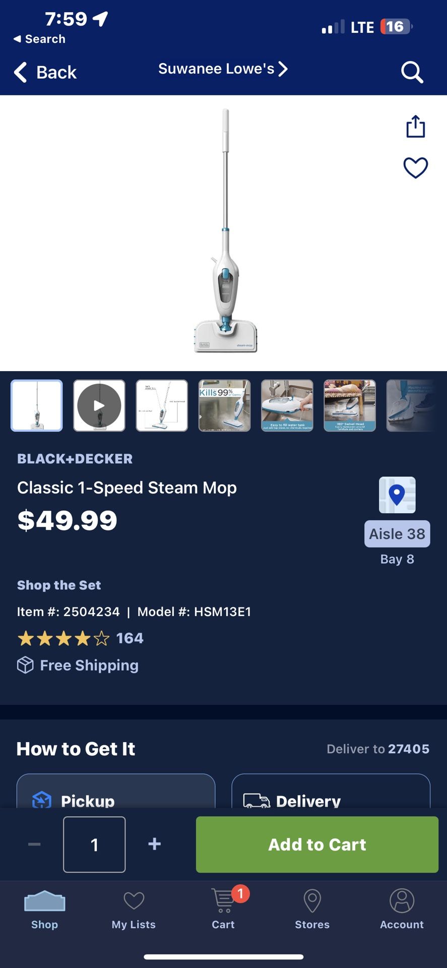Black decker Classic 1Speed Steam Mop for Sale in Lawrenceville, GA