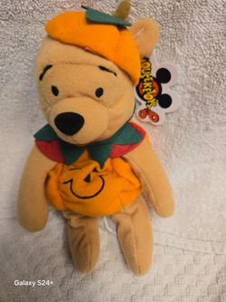Disney Winnie the Pooh Halloween Pumpkin Bean Bag Plush