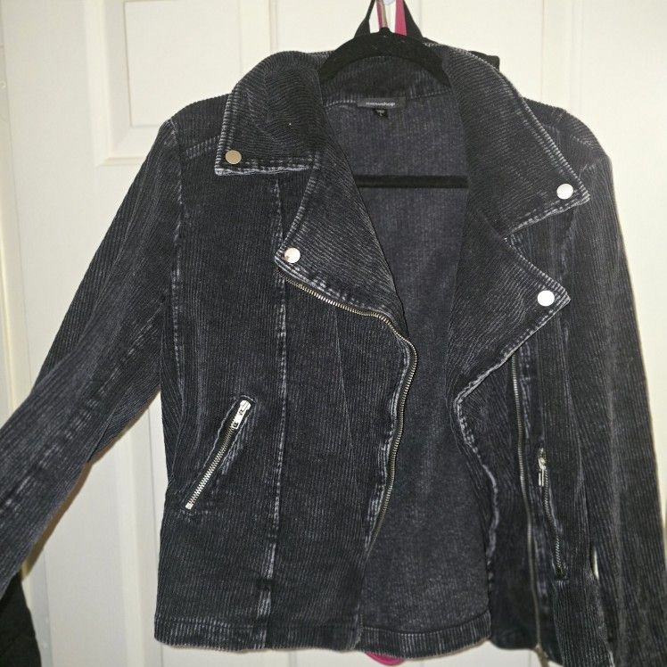 NEW * Ash Black Corduroy Moto Jacket