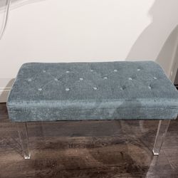 Contemporary Fabric Bench with Acrylic Legs