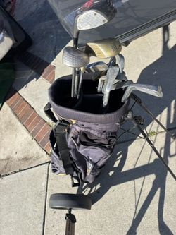 Golf Clubs With Golf Cart And Sunmountain Golf Bag