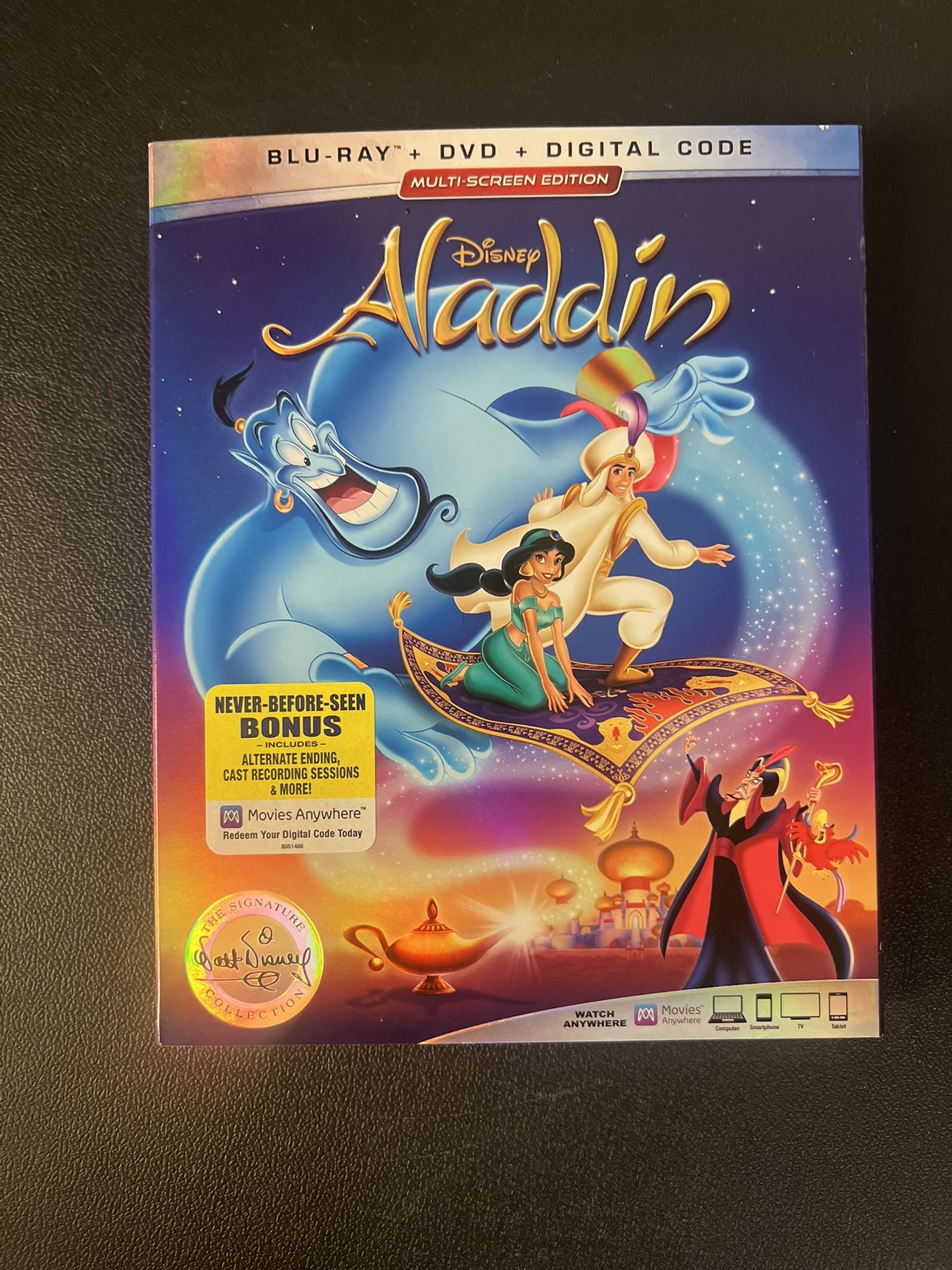 1992 Aladdin Multi Screen Edition (Blu-ray+DVD+Digital Code) W/Slipcover New