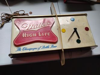 Vintage Miller High Life clock beer sign