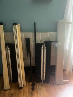 Tan Suede Full Size Bedframe with slats